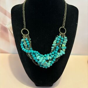 🛍️3 for $25🛍️ NRT Bronze Tone Layered Faux Turquoise Necklace 18”+2.5”